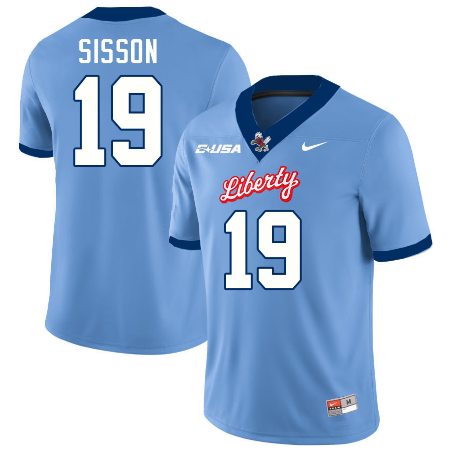 Liberty Flames #19 Eli Sisson College Football Jerseys Stitched-Light Blue